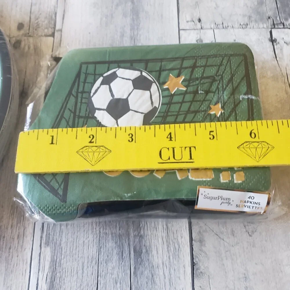 NWT - Sugar Plum Party Paper Soccer Plates (32) and Napkins (40)